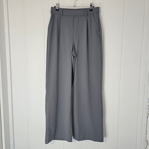 Halara Gray Wide Leg Pull On Pants Stretch Pockets Work Comfort Size M - Picture 5 of 8